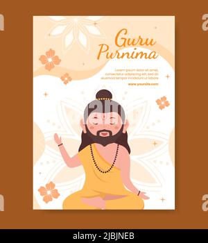 Guru Purnima du Festival indien modèle d'affiche verticale médias sociaux dessin animé de fond Illustration Illustration de Vecteur