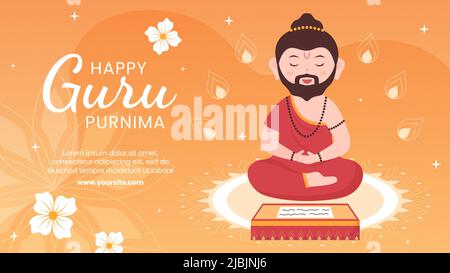 Guru Purnima du Festival indien modèle de médias sociaux plat dessin de dessin de Twitch fond Illustration Illustration de Vecteur