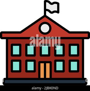 Icône du bâtiment de l'école. Contour gras modifiable avec Color Fill Design. Illustration vectorielle. Illustration de Vecteur