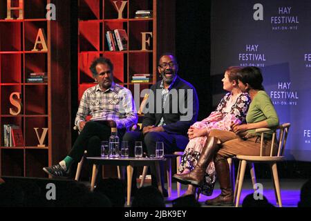 Lenny Henry avec le casting et l'équipage, mon nom est Leon, Hay Festival 2022, Hay-on-Wye, Brecknockshire, Powys, Pays de Galles, Grande-Bretagne, Royaume-Uni, Europe Banque D'Images