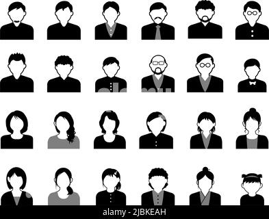 Jeu d'illustrations d'icônes de portrait d'avatar simple Illustration de Vecteur