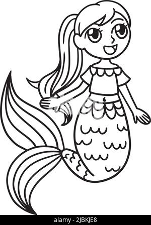 Page de coloriage isolée de Sirène de chant pour enfants Illustration de Vecteur
