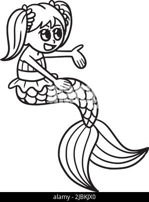 Talking Mermaid page de coloriage isolée pour enfants Illustration de Vecteur