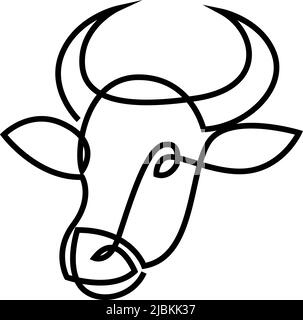 Astrologique Taurus zodiac signe un dessin de ligne. Élégant emblème d'astrologie, contour de symbole, contour pour logo mystique, imprimé de calendrier en boho minimal St Illustration de Vecteur