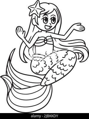 Page de coloriage isolée de Sirène de chant pour enfants Illustration de Vecteur