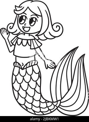 Talking Mermaid page de coloriage isolée pour enfants Illustration de Vecteur