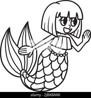 Talking Mermaid page de coloriage isolée pour enfants Illustration de Vecteur