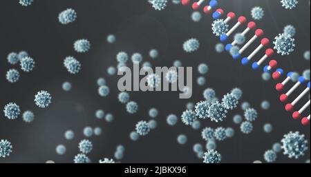Image des cellules covides 19 et de la rotation des brins d'adn Banque D'Images
