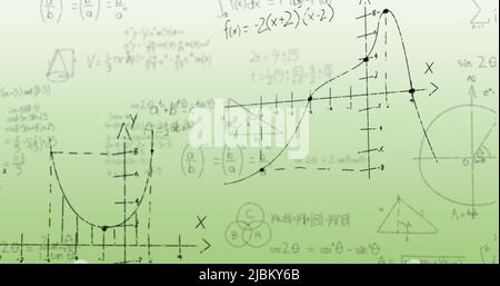 Image d'équations mathématiques sur fond vert Banque D'Images