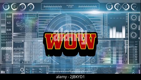 Illustration du traitement du texte et des données sur fond bleu Banque D'Images