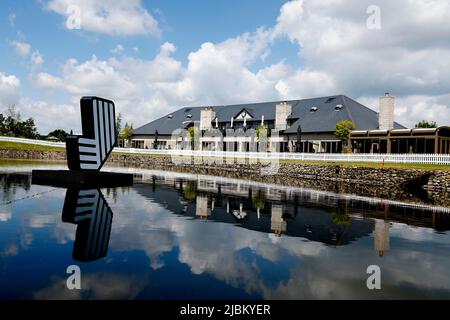 Vue générale du pavillon, vue depuis le 18th trous lors d'une conférence de presse au Centurion Club, Hertfordshire, devant la série internationale de golf sur invitation. Date de la photo: Mardi 7 juin 2022. Banque D'Images