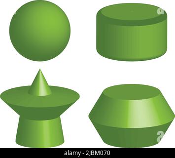 illustration de 3d objets de couleur verte. sur fond blanc Illustration de Vecteur