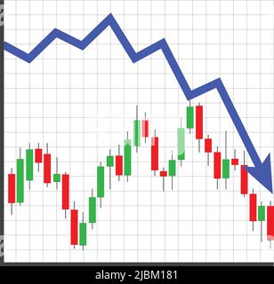 le graphique sur bâton de bougie et la flèche. sur un marché boursier ou une flèche de croissance d'entreprise Illustration de Vecteur