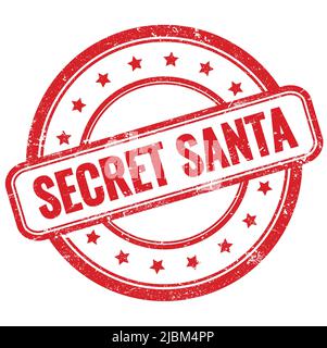 TEXTE SECRET SANTA sur timbre rond rouge vintage grungy en caoutchouc. Banque D'Images