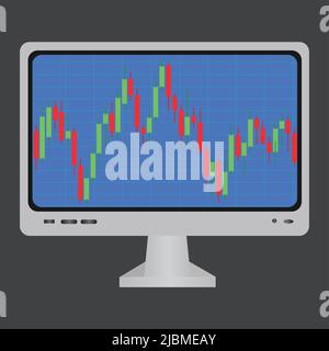 la bougie du marché boursier reste sur le moniteur. sur fond blanc Illustration de Vecteur