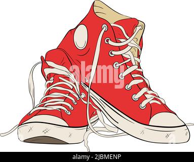 Illustration vectorielle rouge représentant un Sneakers dessinées à la main Illustration de Vecteur