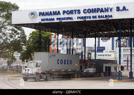 Panama. Le port de Balboa, situé sur le canal sur le côté de l'océan Pacifique près de Panama City, s'étend en raison de l'importance croissante de l'éco Banque D'Images