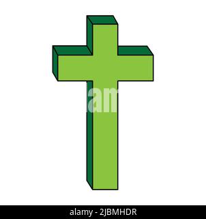 Symbole d'une croix d'église. Symbole de religion du christianisme. Sur fond blanc Illustration de Vecteur