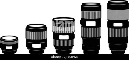 Différentes lignes d'objectifs pour caméra vectorielle Illustration de Vecteur