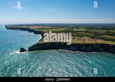 France, Calvados (14), Cricqueville-en-Bessin, la Pointe du hoc, haut lieu du dénouement du 6 juin 1944 lors de la seconde guerre mondiale Banque D'Images