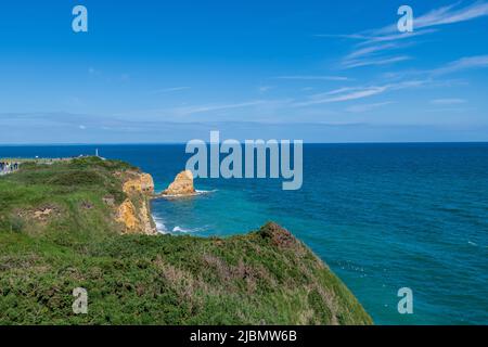 France, Calvados (14), Cricqueville-en-Bessin, la Pointe du hoc, haut lieu du dénouement du 6 juin 1944 lors de la seconde guerre mondiale Banque D'Images