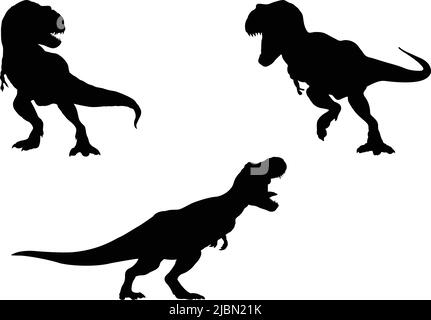 Collection de T-rex Silhouette, Tyrannosaurus Rex clipart Illustration de Vecteur