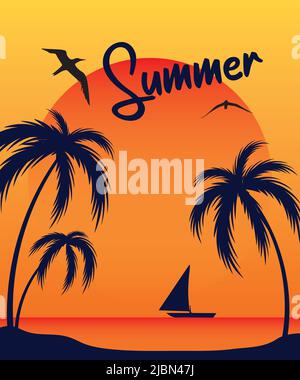 Vacances d'été tropicales, modèle d'été Illustration de Vecteur