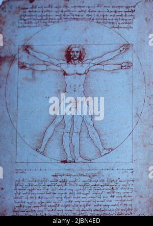 Homme de Vitruvian, par l'artiste italien Leonardo da Vinci, 1490 ca. Banque D'Images