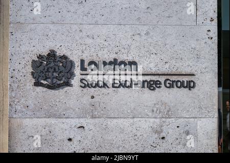 Londres, Royaume-Uni- 5 mai 2022 : le signe de la Bourse de Londres Banque D'Images