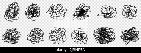 Lignes aléatoires chaotiques. Des cailloux à la main enchevêtrés. Illustration vectorielle isolée sur fond transparent Illustration de Vecteur