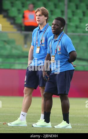 Cesena, Italie. 07th juin 2022. ROME, Italie - 07.06.2022: WILFRIED GNONTO (ITALIE) avant le match de football de la Ligue des Nations de l'UEFA 2023 entre l'Italie et la Hongrie au stade Orogel-Dino Manuzzi à Cesena le 07 juin 2022. Crédit : Agence photo indépendante/Alamy Live News Banque D'Images