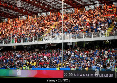 Cesena, Italie. 07th juin 2022. Italie supporters pendant l'Italie contre la Hongrie, football UEFA Nations League match à Cesena, Italie, 07 juin 2022 Credit: Independent photo Agency/Alamy Live News Banque D'Images