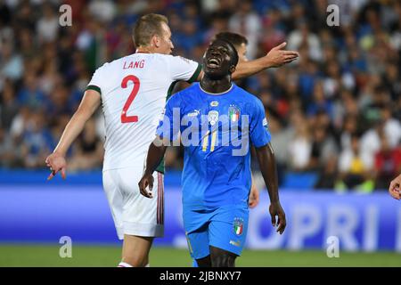 Cesena, Italie. 07th juin 2022. Wilfried Gnonto d'Italie réagit pendant l'Italie contre la Hongrie, football UEFA Nations League match à Cesena, Italie, 07 juin 2022 crédit: Agence de photo indépendante/Alamy Live News Banque D'Images
