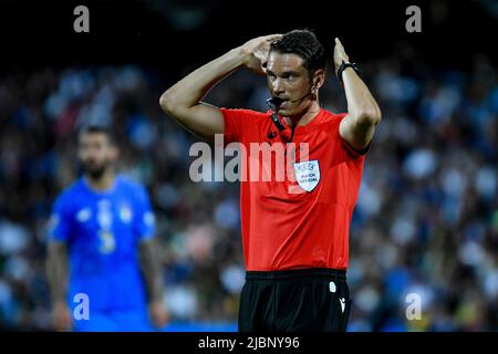 Cesena, Italie. 07th juin 2022. L'arbitre du match Sandro Scharer pendant l'Italie contre la Hongrie, football UEFA Nations League match à Cesena, Italie, 07 juin 2022 crédit: Agence de photo indépendante/Alamy Live News Banque D'Images