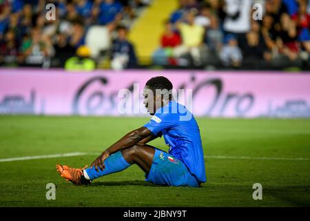 Cesena, Italie. 07th juin 2022. Déception de l'Italie de Wilfried Gnonto pendant l'Italie contre la Hongrie, football UEFA Nations League match à Cesena, Italie, 07 juin 2022 crédit: Agence de photo indépendante / Alamy Live News Banque D'Images