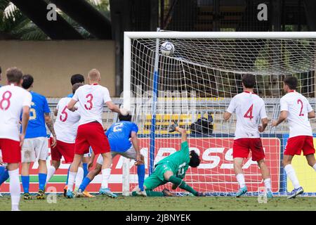 San Benedetto Del Tronto, Italie. 07th juin 2022. Maksymilian Tkocz de Pologne, marque son but de victoire pendant U20 Italie contre Pologne, le 7th juin 2022, Riviera delle Palme stade, San Benedetto del Tronto (AP). © photo: Cinzia Camela. Crédit : Agence photo indépendante/Alamy Live News Banque D'Images