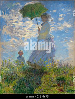 Femme au parasol - Madame Monet et son fils, 1875, peinture de Claude Monet Banque D'Images