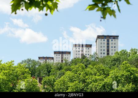 Appartements étonnants situés le long de la montée de l'observance, Lyon, département du Rhône, RÉGION DE L'AURA, France Banque D'Images