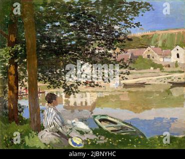 Sur la rive de la Seine, Bennecourt, 1868, peinture de Claude Monet Banque D'Images