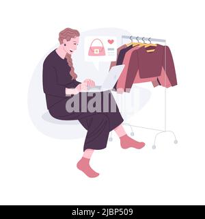 Choix de vêtements en ligne illustrations vectorielles de dessins animés isolées. Illustration de Vecteur