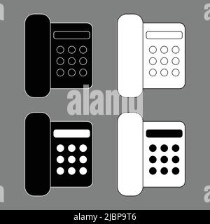 Téléphone fixe icône de contour noir blanc Illustration de Vecteur
