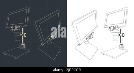 Illustration vectorielle stylisée de dessins de microscope numérique Illustration de Vecteur