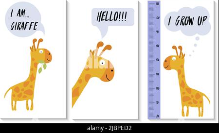Un jeu de cartes avec une girafe gaie. Illustration vectorielle. Illustration de Vecteur