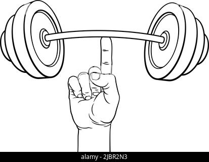 Poids levage main doigt tenant Barbell concept Illustration de Vecteur
