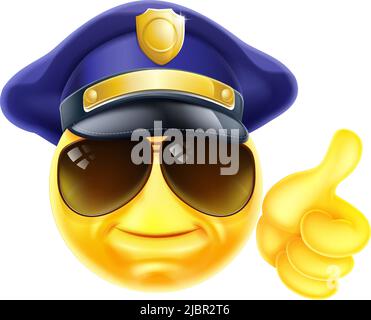 Happy policeman Emoticon Emoji visage icône de dessin animé Illustration de Vecteur