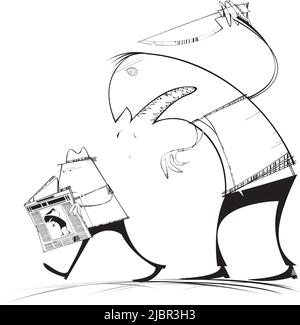 L'homme lisant sur Killer est sur le point d'être tué Illustration de Vecteur