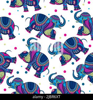 Motif éléphant de style boho pour t-shirt, imprimé sur les produits, tatouage, élément de design et page de livre de coloriage pour adultes ou enfants. Illustration vectorielle Illustration de Vecteur