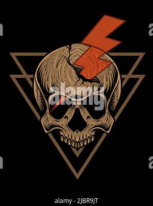 Illustration badas tête de crâne éclair - parfait pour T-shirt, affiche, sweat à capuche/veste, etc Illustration de Vecteur