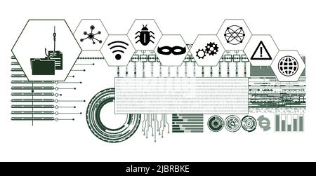 Concept de phishing avec icônes connectées Banque D'Images