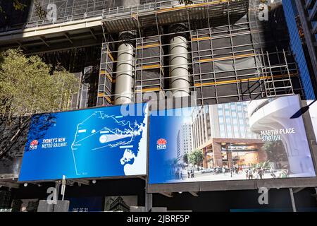 Projet de transports en commun du métro de Sydney dans le centre-ville de Sydney et nouvelle station à Martin place, Sydney, Nouvelle-Galles du Sud, Australie Banque D'Images